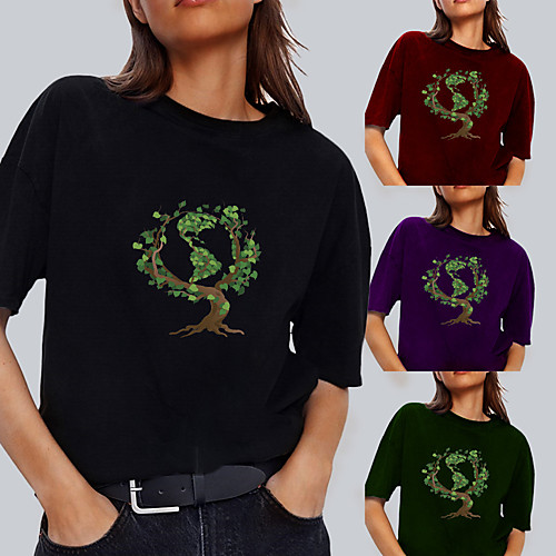 

Women's Tee / T-shirt Pure Color Crew Neck Sunflower Sport Athleisure T Shirt Top Short Sleeves Breathable Soft Comfortable Everyday Use Street Casual Daily Outdoor
