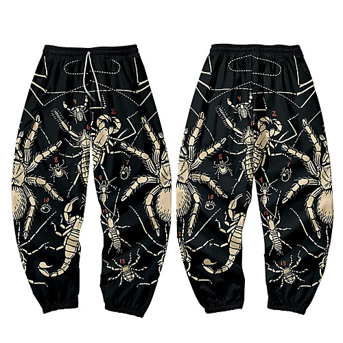 

Men's Casual / Sporty Athleisure Daily Sports Jogger Pants Sweatpants Pants Spider Scorpion Full Length Elastic Waist 3D Print Black