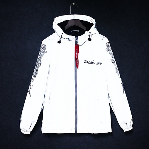 

Women's Men's Reflective Jacket Hiking Windbreaker Outdoor Lightweight Windproof Breathable Quick Dry Jacket Hoodie Top Full Length Visible Zipper Fishing Climbing Camping / Hiking / Caving Grey