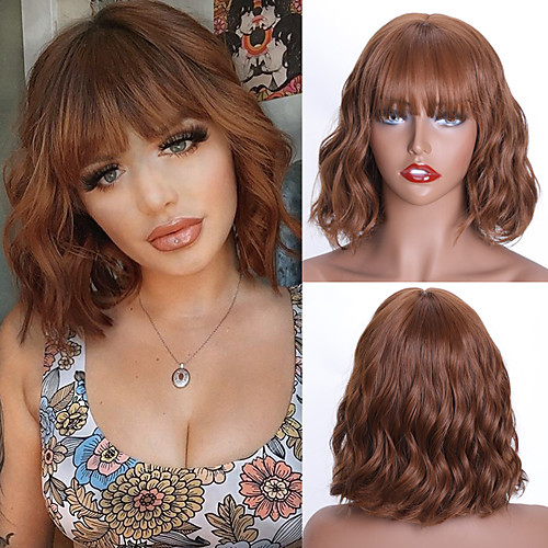 

Synthetic Wig Water Wave Neat Bang Wig Short A1 A2 A3 A4 A5 Synthetic Hair Women's Cosplay Party Fashion Black Brown
