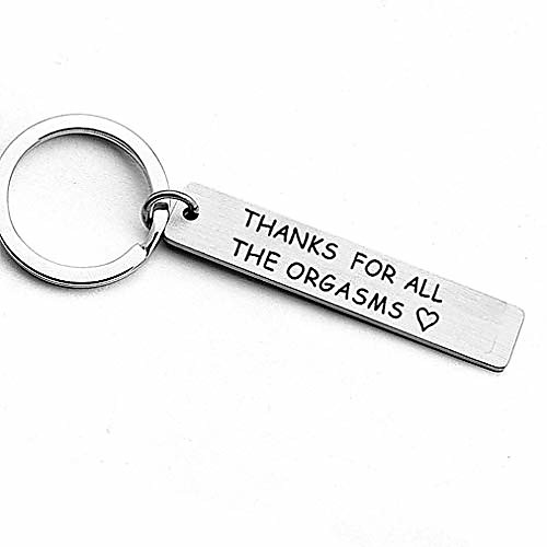 

sevenfly funny gift for boyfriend husband thanks for all the orgasms naughty gift idea jewelry key chain(silver color)