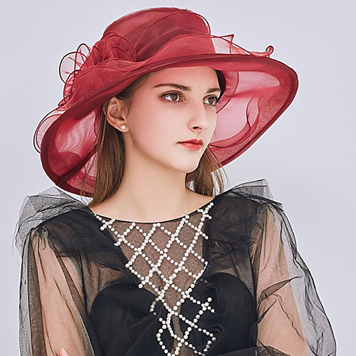 

Vintage Style Elegant Organza / Polyester / Polyamide Hats / Headwear / Straw Hats with Appliques / Ruching / Flower 1 Piece Casual / Holiday Headpiece