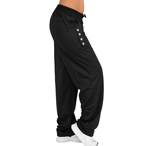 

Women's Casual / Sporty Boho Chinos Drawstring Pocket Full Length Pants Casual Leisure Sports Micro-elastic Plain Cotton Blend Comfort Mid Waist Loose Black Light gray Dark Gray Navy Blue S M L XL XXL