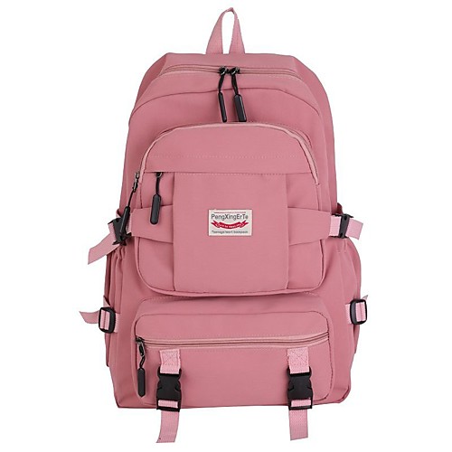 

Women's Unisex Canvas Rucksack Commuter Backpack Large Capacity Zipper Daily Backpack Black Blue Red Blushing Pink