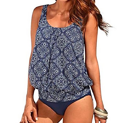 

@women two pieces blouson tankini sets loose fit tankini (5xl uk 20, blue)