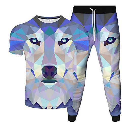 

Men's Women's 2 Piece Tracksuit Sweatsuit Street Casual Short Sleeve 2pcs Breathable Moisture Wicking Soft Gym Workout Running Jogging Training Exercise Sportswear Normal Outfit Set Clothing Suit