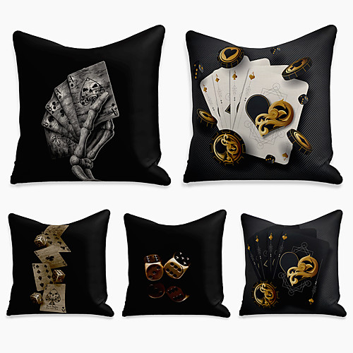 

5 pcs Linen Pillow Cover, 3D Square Zipper Polyester Traditional Classic