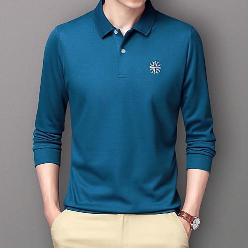 

Men's Polo Other Prints Plain Embroidered Short Sleeve Casual Tops Business Casual Black Blue Red