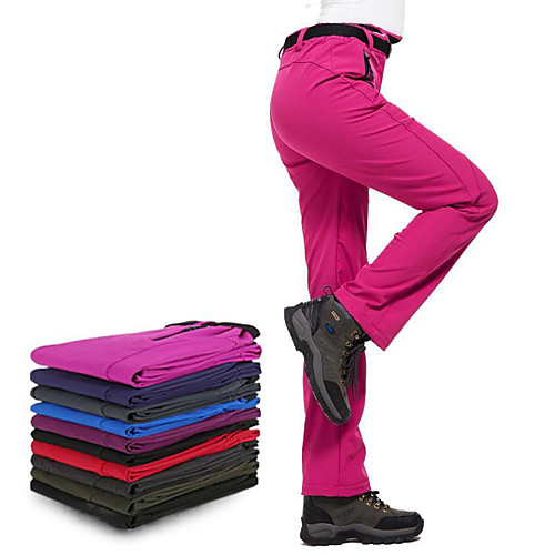 

Women's Hiking Pants Trousers Solid Color Winter Outdoor Regular Fit Waterproof Windproof Fleece Lining Warm Bottoms Black Purple Dark Purple Burgundy Grey Fishing Climbing Camping / Hiking / Caving