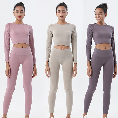 

Women's 2 Piece Activewear Set Workout Outfits Casual Athleisure Long Sleeve 2pcs Winter High Waist Nylon Thermal Warm Breathable Moisture Wicking Fitness Running Jogging Exercise Sportswear Skinny