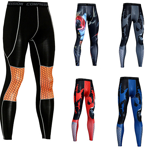 

Men's Running Tights Leggings Compression Pants Running Base Layer Athletic Leggings Spandex Winter Fitness Gym Workout Running Training Exercise Breathable Quick Dry Moisture Wicking Sport Black Red