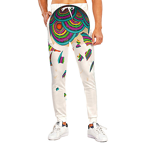 

Men's Novelty Casual / Sporty Outdoor Sports Daily Holiday Pants Chinos Pants Graphic Prints Egg Full Length Print White