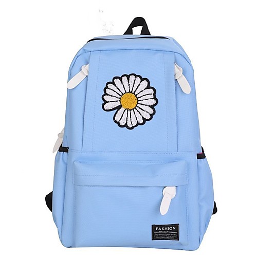 

Women's Canvas School Bag Large Capacity Breathable Zipper Floral Print Daily Backpack Black Blue Blushing Pink Fuchsia Green