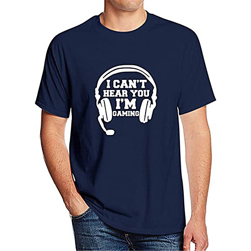 

Men's Unisex T shirt Hot Stamping Graphic Prints Letter Plus Size Print Short Sleeve Casual Tops 100% Cotton Basic Casual Fashion Blue Gray