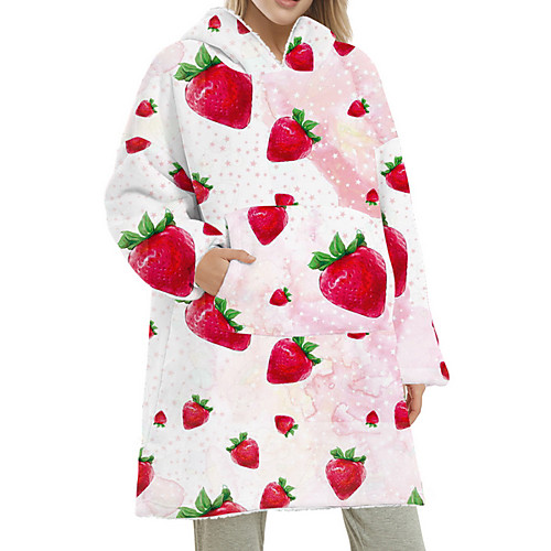 

Women's Home Polyester Set Hooded Loungewear Long Sleeve Print Fall & Winter Fruit One-Size White / Animal