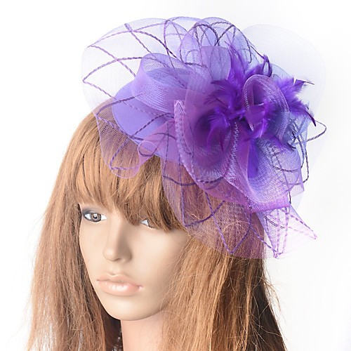 

Hyperbole Vintage Inspired Tulle Fascinators with Feather / Floral 1 Piece Special Occasion / Party / Evening Headpiece