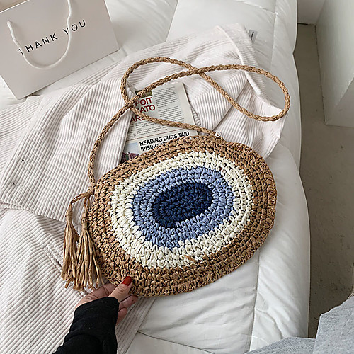 

Women's Bags Crossbody Bag Straw Bag Daily 2021 Khaki Beige