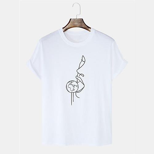 

Men's T shirt Hot Stamping Cartoon Graphic Prints Print Short Sleeve Daily Tops 100% Cotton Basic Casual White Black Blushing Pink
