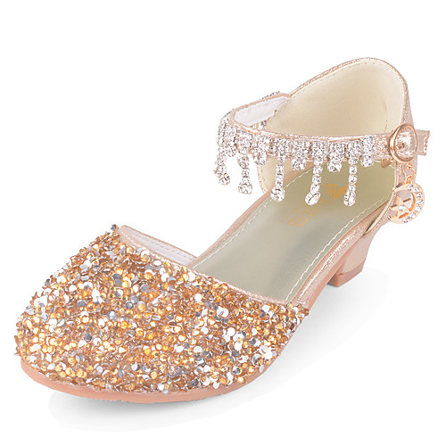 

Girls' Heels Flower Girl Shoes Princess Shoes School Shoes Rubber PU Little Kids(4-7ys) Big Kids(7years ) Daily Party & Evening Walking Shoes Rhinestone Sparkling Glitter Buckle Pink Gold Silver