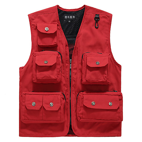 

Men's Hiking Vest / Gilet Fishing Vest Military Tactical Vest Sleeveless V Neck Vest / Gilet Jacket Top Outdoor Lightweight Breathable Quick Dry Sweat wicking Autumn / Fall Spring Nylon Solid Color