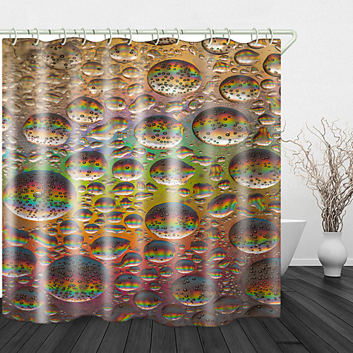 

Colorful Water Drops Print Waterproof Fabric Shower Curtain for Bathroom Home Decor Covered Bathtub Curtains Liner Includes with Hooks