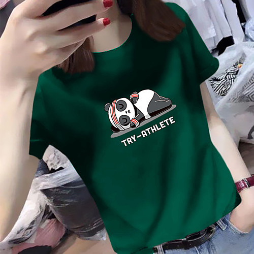 

Women's Tee / T-shirt Pure Color Crew Neck Spandex Panda Sport Athleisure Top Short Sleeves Breathable Soft Comfortable Everyday Use Casual Daily Outdoor
