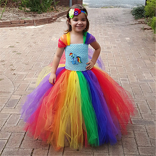 

Kids' Dancewear Dance Costumes Dress Tulle Girls' Performance Theme Party Sleeveless High Nylon