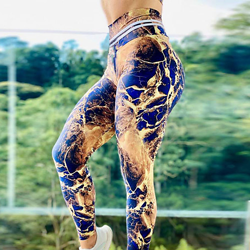 

Women's High Waist Yoga Pants Cropped Leggings Tummy Control Butt Lift Breathable Dark Blue Spandex Yoga Fitness Gym Workout Sports Activewear Stretchy Skinny / Athletic / Athleisure