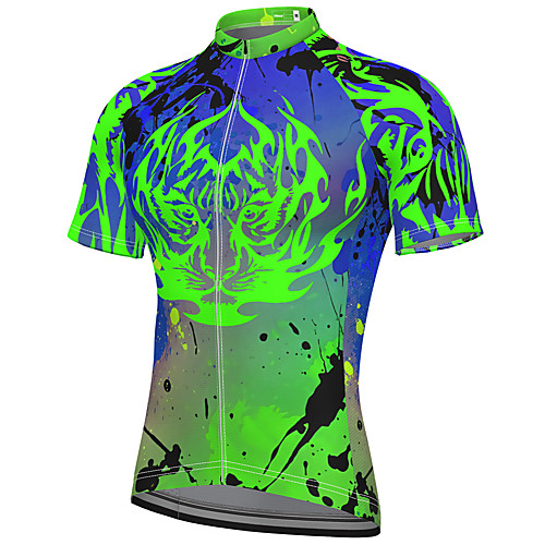 

21Grams Men's Short Sleeve Cycling Jersey Spandex Green Bike Top Mountain Bike MTB Road Bike Cycling Breathable Quick Dry Sports Clothing Apparel / Athleisure