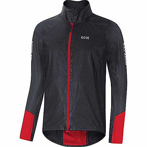 

c5 men's cycling jacket gore-tex shakedry, xxl, black/red