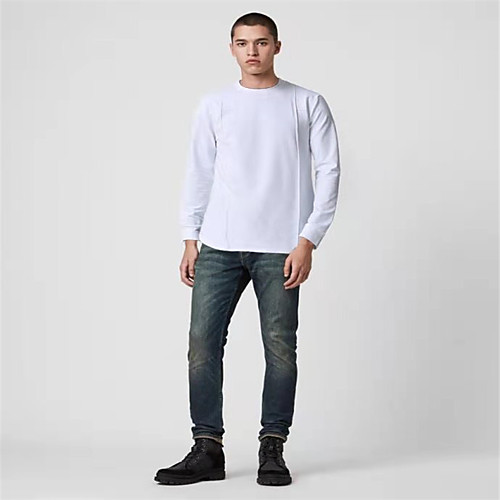 

Men's T shirt Solid Colored Plus Size Long Sleeve Daily Tops Basic Exaggerated White Black