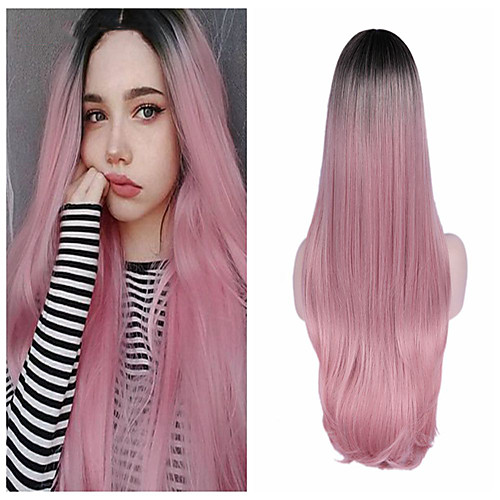 

Synthetic Wig Natural Straight Middle Part Wig Medium Length A15 A16 A17 A18 A19 Synthetic Hair Women's Cosplay Party Fashion Dark Gray Pink