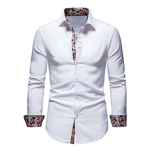 

Men's Shirt Other Prints Solid Colored Long Sleeve Casual Tops White Black Wine