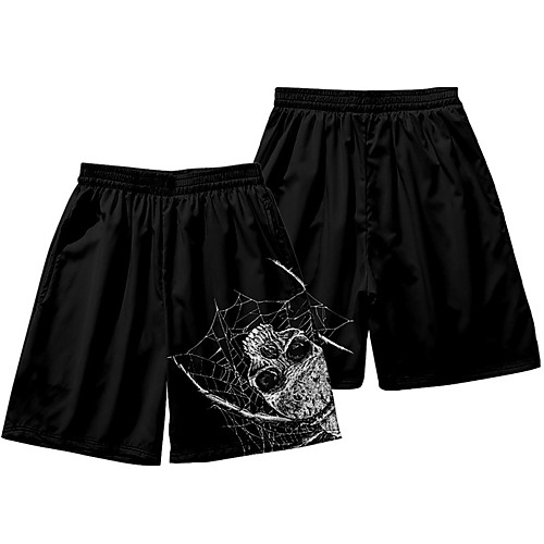

Men's Casual / Sporty Athleisure Daily Holiday Jogger Shorts Pants Skull Spider Short Elastic Waist 3D Print Black