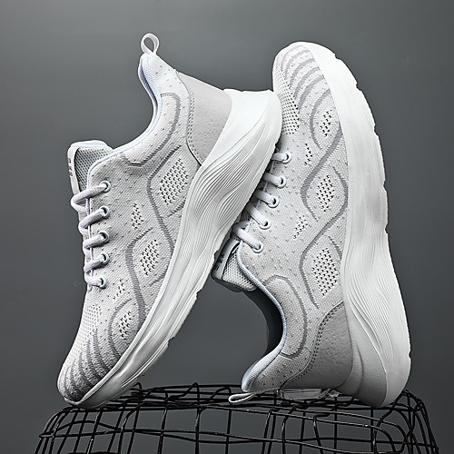 

Men's Trainers Athletic Shoes Sporty Casual Daily Outdoor Running Shoes Basketball Shoes Elastic Fabric Tissage Volant Breathable Non-slipping Wear Proof Black / White White Black Spring Summer
