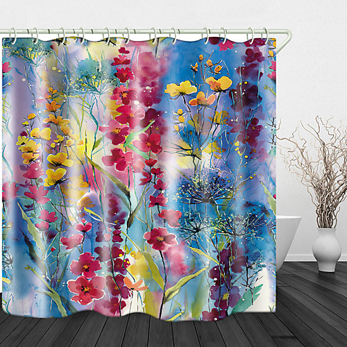 

Watercolor flowers Print Waterproof Fabric Shower Curtain for Bathroom Home Decor Covered Bathtub Curtains Liner Includes with Hooks