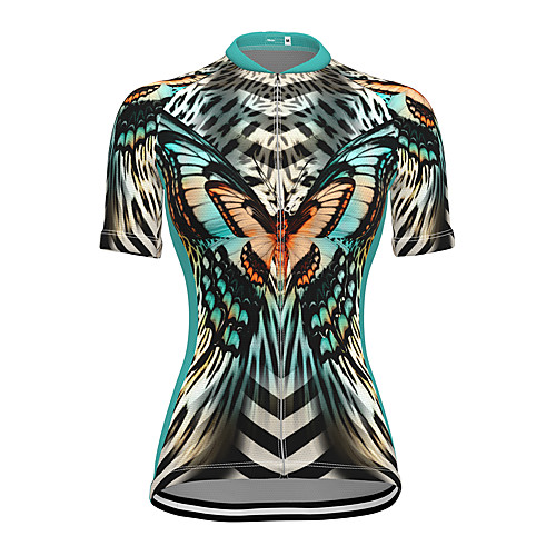 

21Grams Women's Short Sleeve Cycling Jersey Spandex Green Butterfly Bike Top Mountain Bike MTB Road Bike Cycling Breathable Sports Clothing Apparel / Stretchy / Athleisure