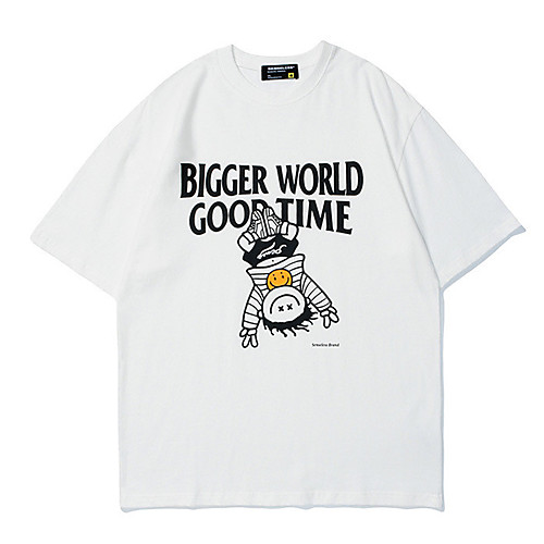 

Men's T shirt Hot Stamping Cartoon Graphic Prints Print Short Sleeve Casual Tops 100% Cotton Basic Casual Fashion White
