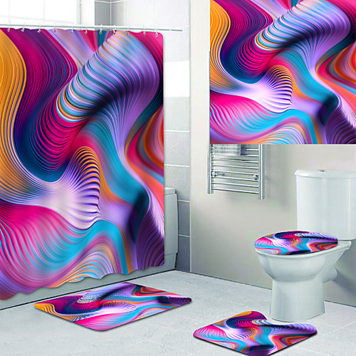 

Bathroom Shower Curtains & Hooks Rainbow Neoclassical Polyester Waterproof