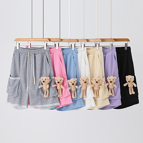 

Men's Cartoon Casual / Sporty Daily Holiday Shorts Pants Bear Short Drawstring Pocket Print White Black Blue Purple Yellow