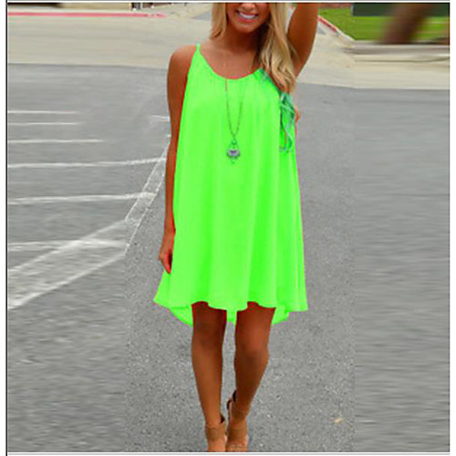 

Women's Strap Dress White Black Purple Light Green Orange Green Light Blue Sleeveless Red Summer Hot S M L XL XXL 3XL