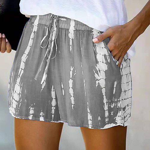 

Women's Stylish Hip-Hop Comfort Going out Beach Shorts Pants Stripe Tie Dye Short Drawstring Elastic Waist Black Red Green Gray