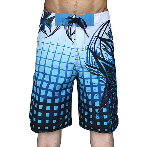 

Men's Swim Shorts Swim Trunks Board Shorts Breathable Quick Dry Drawstring - Swimming Surfing Water Sports Grid Pattern Summer