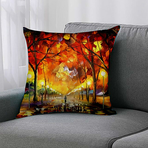 

Double Side 1 Pc Botanical Cushion Cover Print 45x45cm Linen for Sofa Bedroom