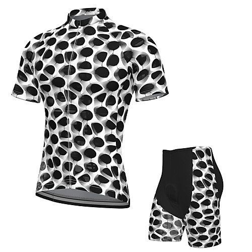 

Men's Short Sleeve Cycling Jersey with Shorts Spandex BlackWhite Bike Breathable Quick Dry Sports Graphic Mountain Bike MTB Road Bike Cycling Clothing Apparel / Stretchy / Athletic / Athleisure