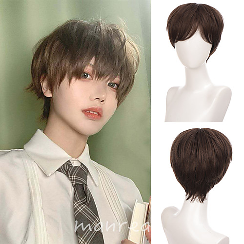 

Synthetic Wig Natural Straight Bob Asymmetrical Wig 14 inch A10 A11 A1 A2 A3 Synthetic Hair Women's Cosplay Party Fashion Brown