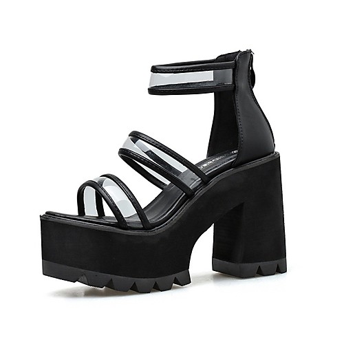 

Women's Heels Wedge Heel Round Toe Microfiber PU Black