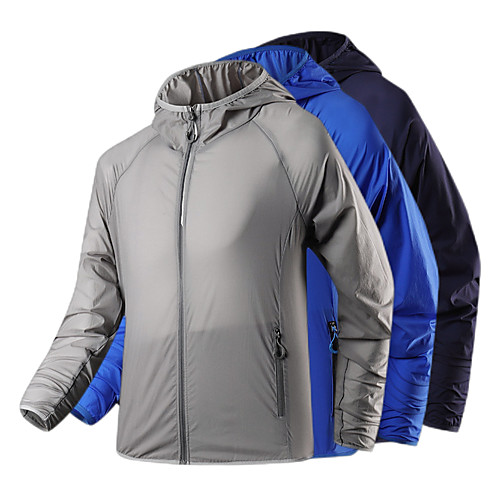 

Men's Hunting Jacket Hiking Skin Jacket Outdoor Sunscreen Breathable Rain Waterproof Quick Dry Autumn / Fall Spring Summer Solid Colored Top Polyester Camping / Hiking Hunting Fishing Blue Grey Dark
