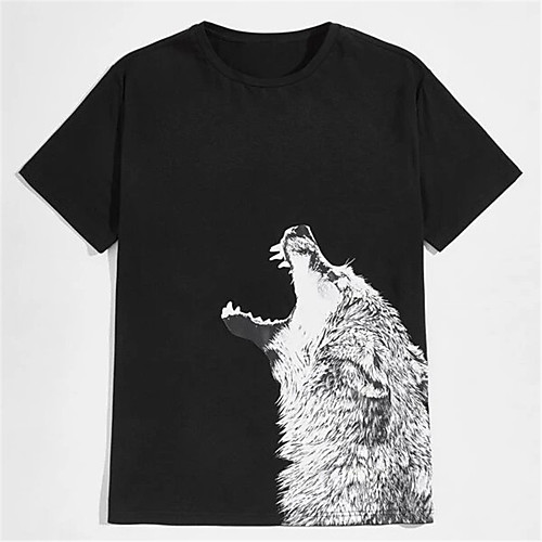 

Men's Unisex T shirt Hot Stamping Wolf Animal Plus Size Print Short Sleeve Casual Tops 100% Cotton Basic Casual Fashion Black