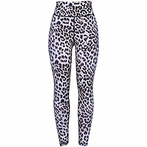 

baronhong high waist tummy control pants workout running stretch yoga leggings(leopard,m)